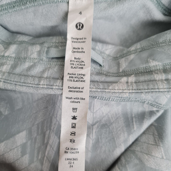 Lululemon Swift Speed Tights Womens 4 Blue White High Rise Pockets Crop Jacquard - Picture 15 of 16